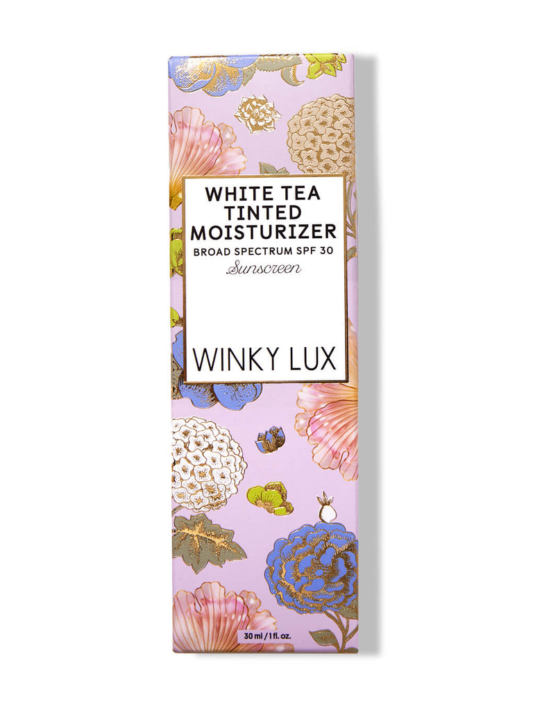 Deep/Plus -- white tea tinted moisturizer SPF 30 in box on white background