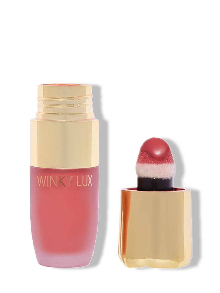 Queen -- cheeky rose liquid blush with cap off on white background