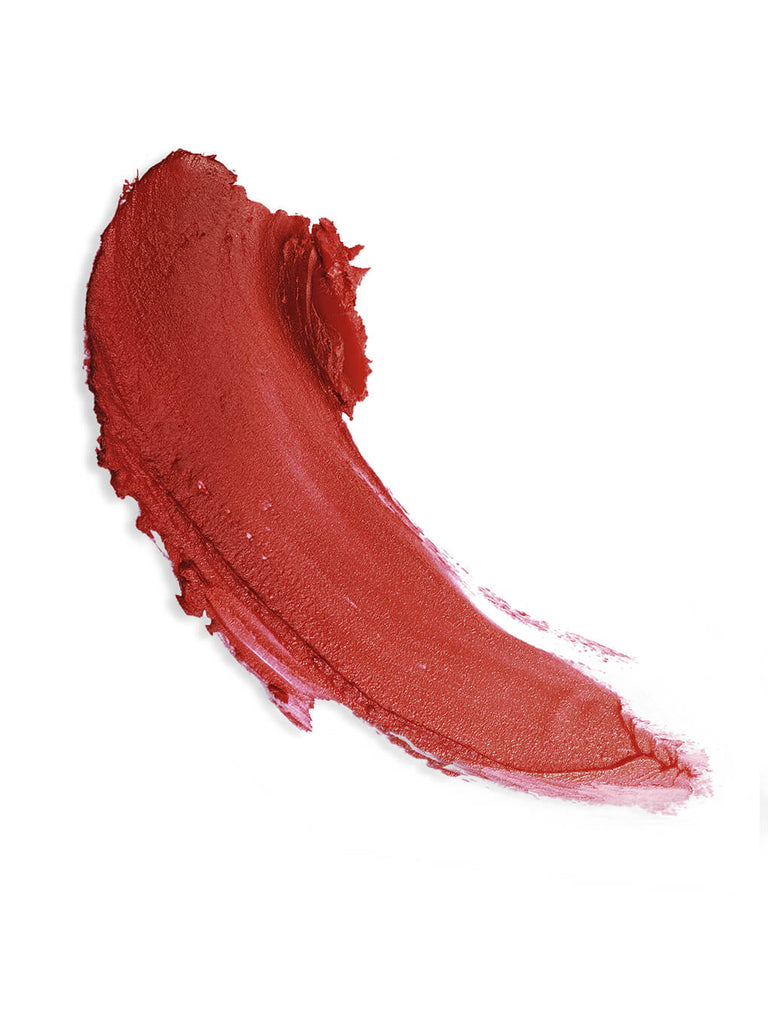 dirty love -- red matte lip velour lipstick swatch on white background