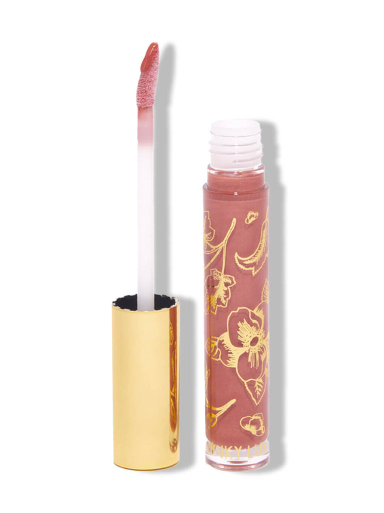 Meow -- glossy boss lip gloss cap off on white background
