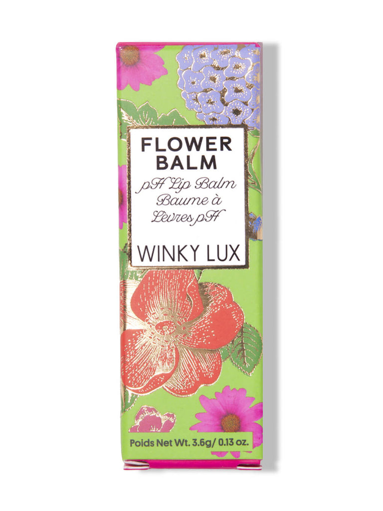 purple -- flower ph lip balm in box on white background