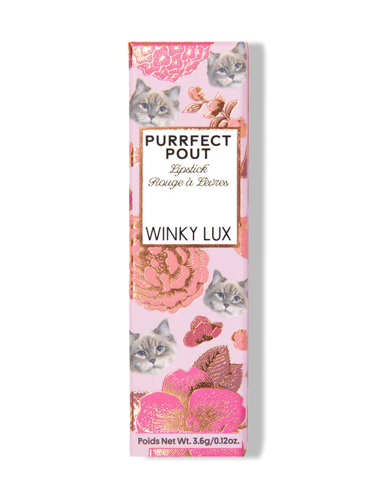 purrincess -- purrfect pout sheer lipstick in box on white background