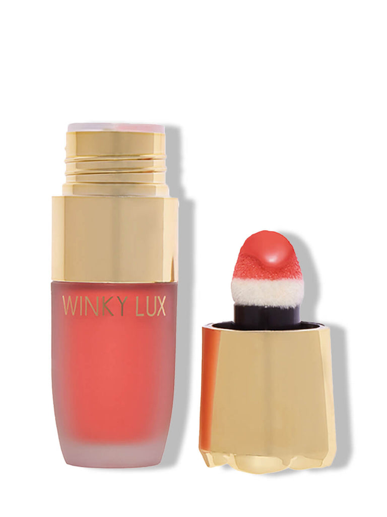 Darling -- cheeky rose liquid blush with cap off on white background