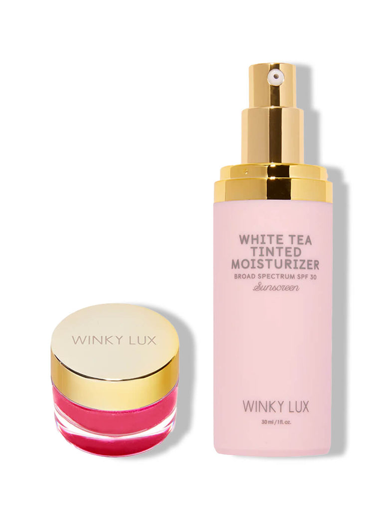white tea tinted moisturizer and jelly bear hydrating primer on white background