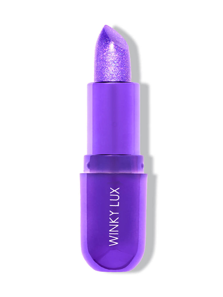 amethyst ph color changing lip balm on white background