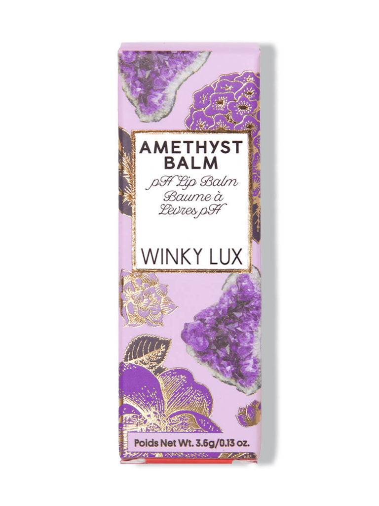 amethyst ph color changing lip balm in box on white background