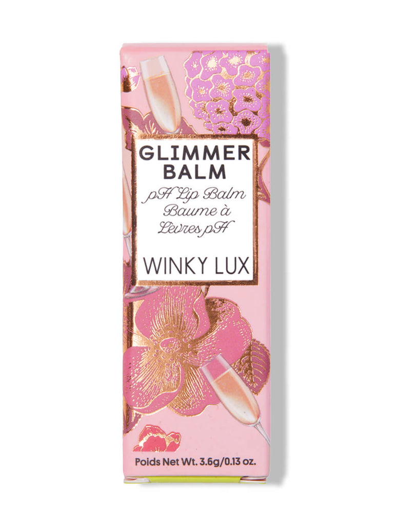 Rosé glimmer -- rosé glimmer ph lip balm in box on white background